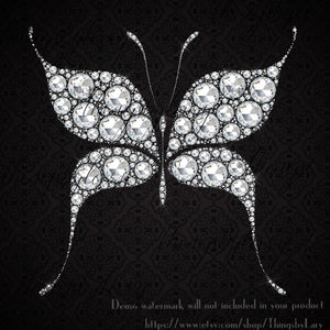 10 Diamond Butterfly Clip Arts 300 Dpi Instant Download Commercial Use Transparent diamond illustration, Wedding Butterfly Kit