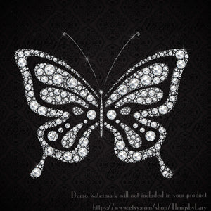 10 Diamond Butterfly Clip Arts 300 Dpi Instant Download Commercial Use Transparent diamond illustration, Wedding Butterfly Kit