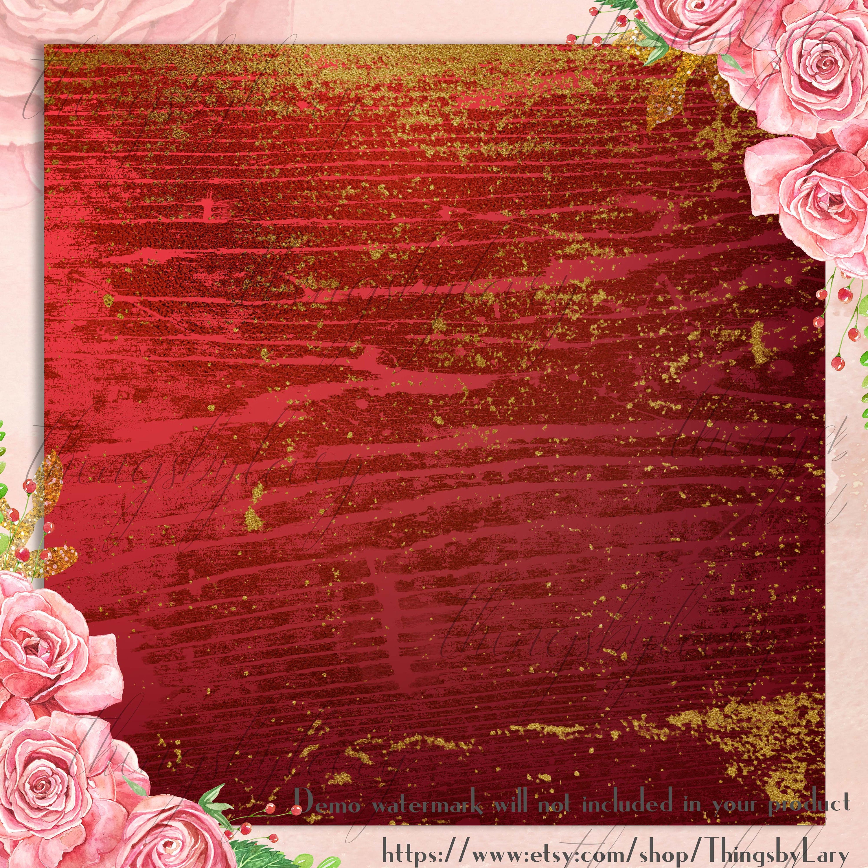 16 Distressed Red and Gold Digital Papers 12&quot; 300 Dpi Planner Paper Scrapbooking Ombre Digital Artistic Painted Antique Vintage Gold Grunge