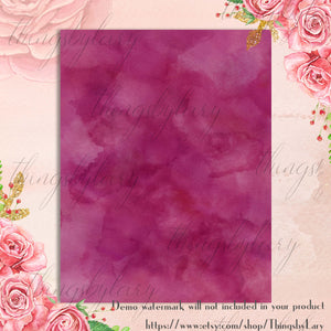 18 Sweet Ombre Watercolor Digital Images Card Invitation 8.5 x 11&quot; 300 Dpi Planner Paper Commercial Use Scrapbooking Bridal Shower Romantic