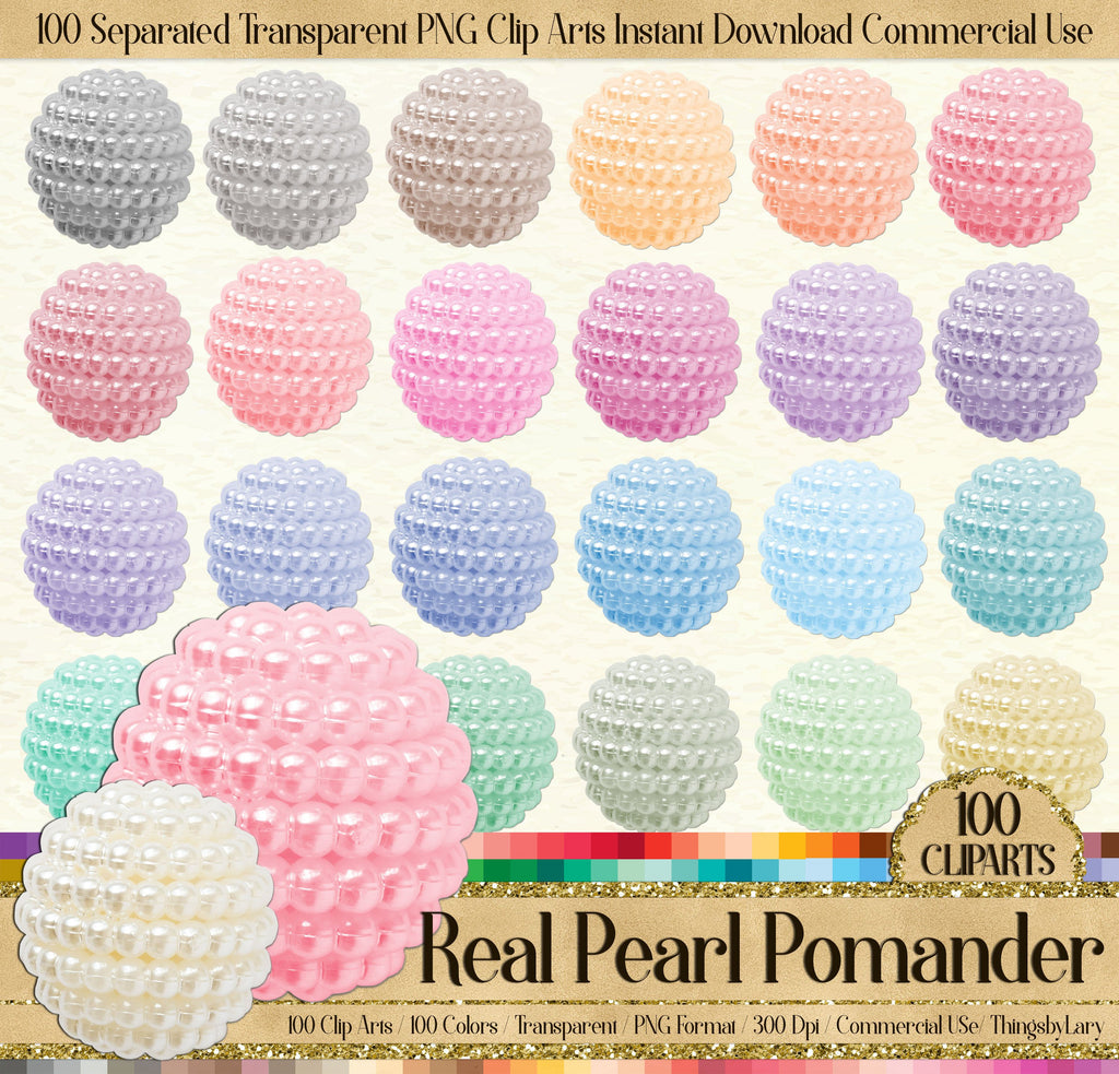 100 Pearl Pomander Digital Clip Art Images 300 DPI PNG Planner Clip Art Scrapbooking Jewelry Pearl Ball Bridal Shower Pearl Sphere Wedding