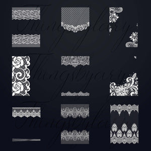 27 White Lace Overlays Borders Frames Images A4 Size PNG Transparent 300 Dpi Instant Download Commercial Use Shabby Wedding Lace Romantic