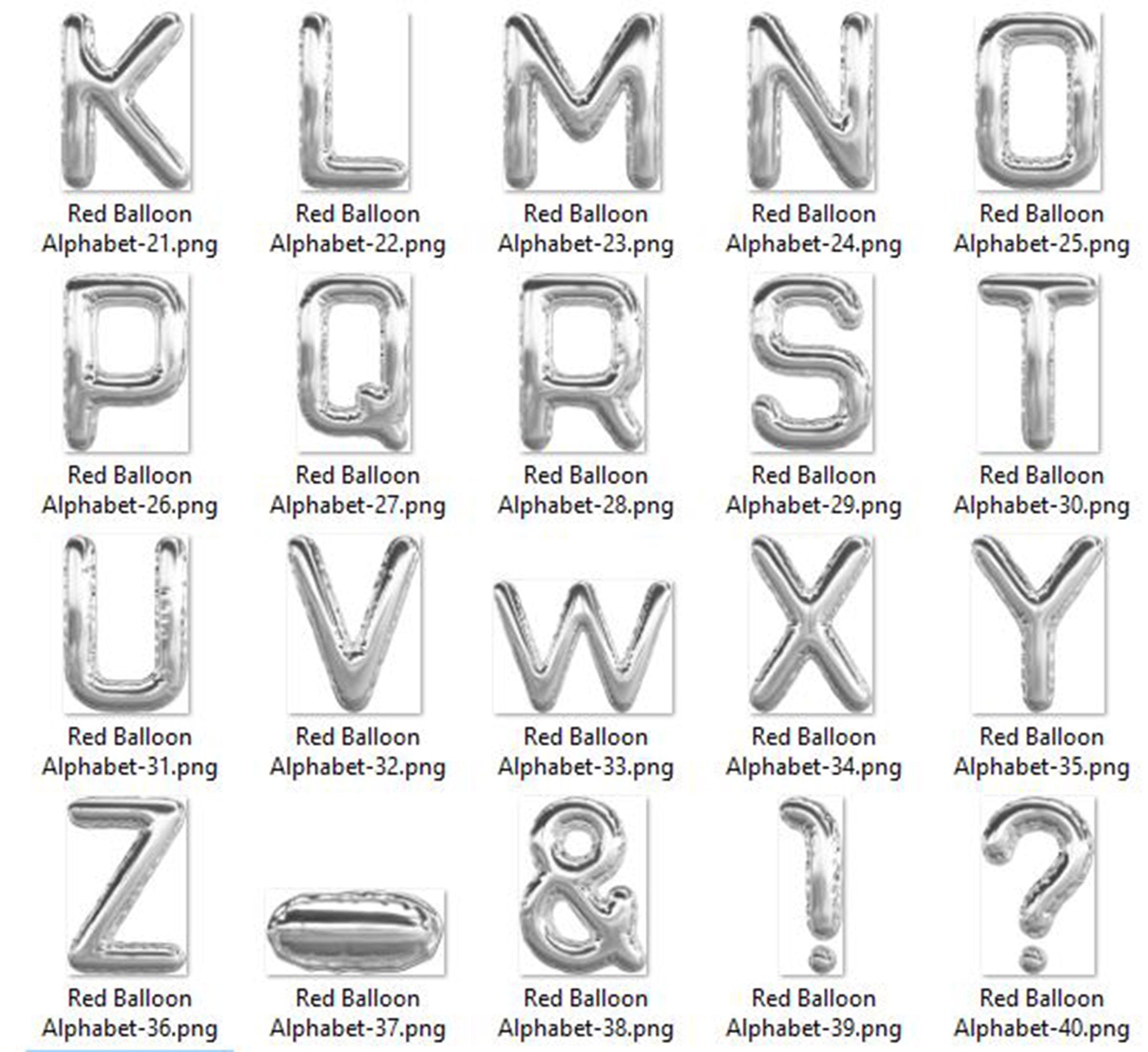 Luxury Silver Balloon Alphabet Number 41 Digital Images Clip Arts PNG 300 Dpi Planner Clip Arts Commercial Use Instant Download Scrapbooking