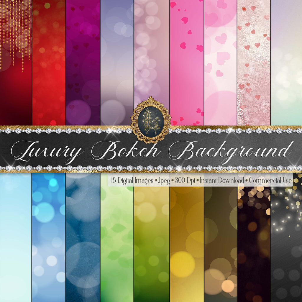 18 Luxury Bokeh Background Digital Images 12&quot; 300 Dpi Planner Paper Scrapbook Paper Valentine Wedding Romantic Gold Bokeh Heart Card Making