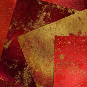 16 Distressed Red and Gold Digital Papers 12&quot; 300 Dpi Planner Paper Scrapbooking Ombre Digital Artistic Painted Antique Vintage Gold Grunge