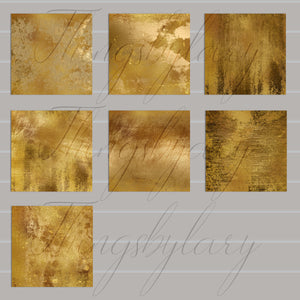 16 Distressed Antique Old Gold Digital Papers 12&quot; 300 Dpi Planner Paper Scrapbooking Digital Artistic Painted Antique Vintage Gold Grunge