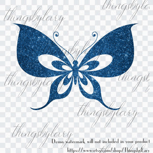 30 Royal Blue Foil and Glitter Butterfly Digital Image 300 Dpi Instant Download Commercial Use Metallic Wedding Card Making Flying Butterfly