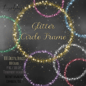 100 Glitter Particle Circle Frames Clip arts 300 Dpi PNG Planner Clip arts Commercial Use Wedding Christmas Party Valentine Anniversary