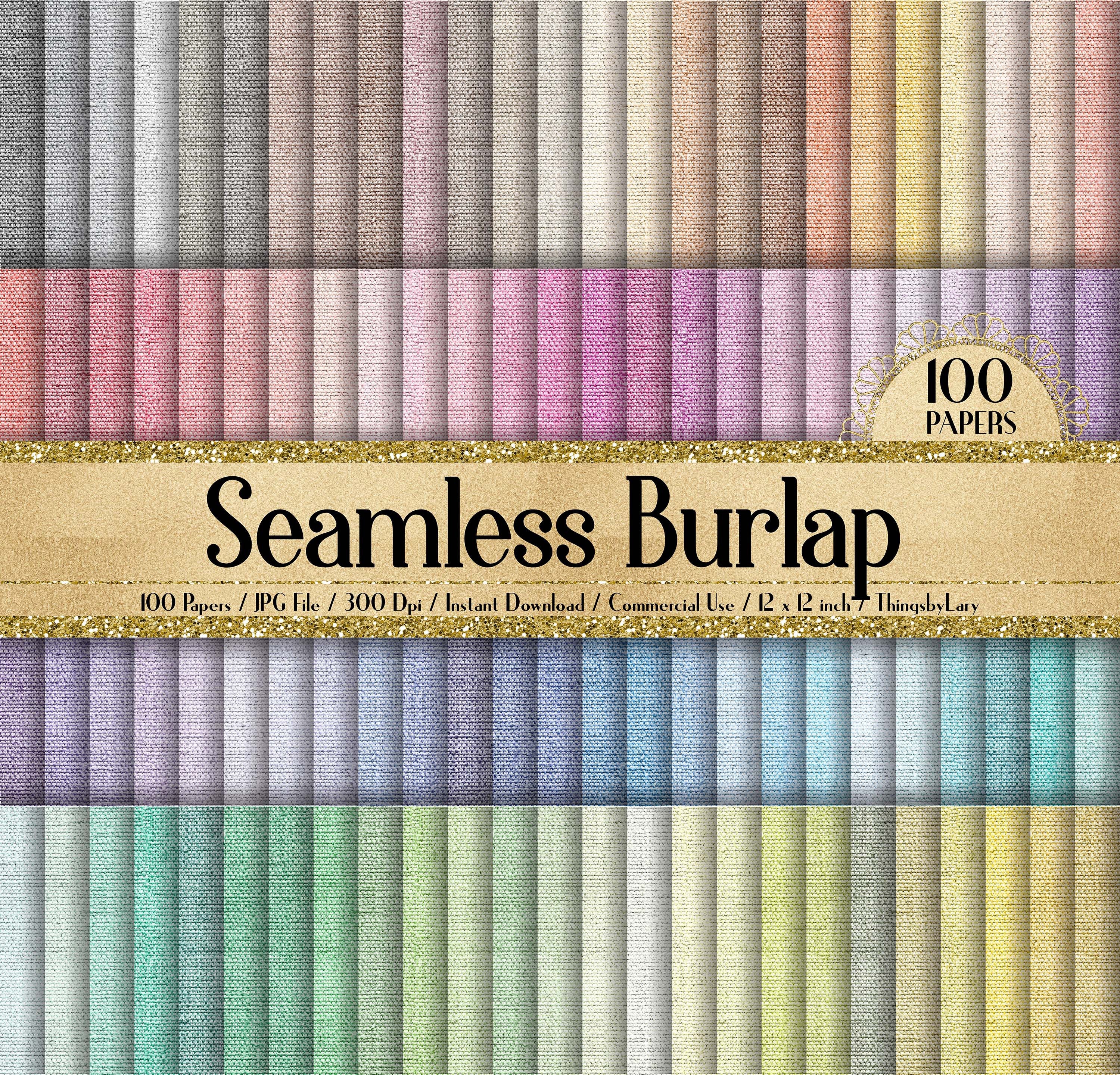 100 Seamless Realistic Burlap Texture Digital Papers 12x12&quot; 300 Dpi Planner Paper Instant Download Commercial Use Wedding Shabby Chic Linen