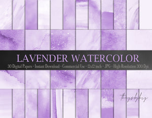 30 Ombre Lavender Watercolor Digital Papers 12x12in 300 Dpi Instant Download Commercial Use Scrapbook Pastel Purple Lilac Paint Brush Stroke