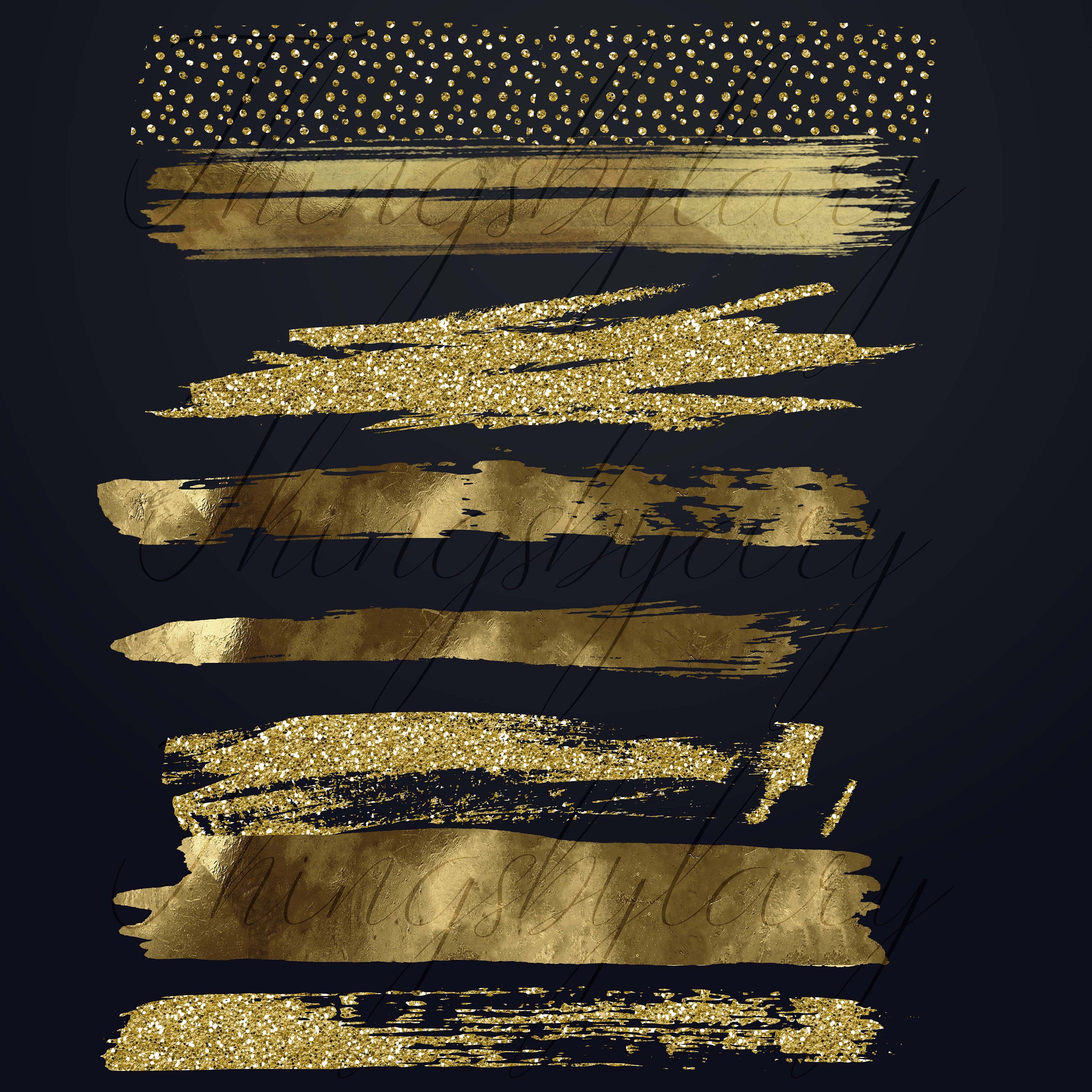 33 Gold Glitter and Black Hand Drawn Brush Strokes Overlay Images PNG Commercial Use Glitter Dust Glitter Overlay Gold Glitter Gold Paint