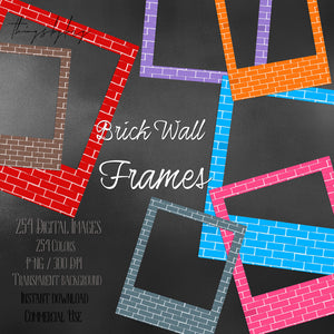 254 Brick Wall Photo Frames Clip arts 300 Dpi PNG Instant Download Commercial Use Bridal Shower Photo Booth Baby Shower Instagram