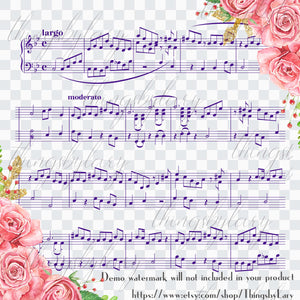 256 Seamless Music Sheet Overlay Transparent PNG Digital Images 300 Dpi Instant Download Commercial Use Bridal Shower Wedding Christmas Song