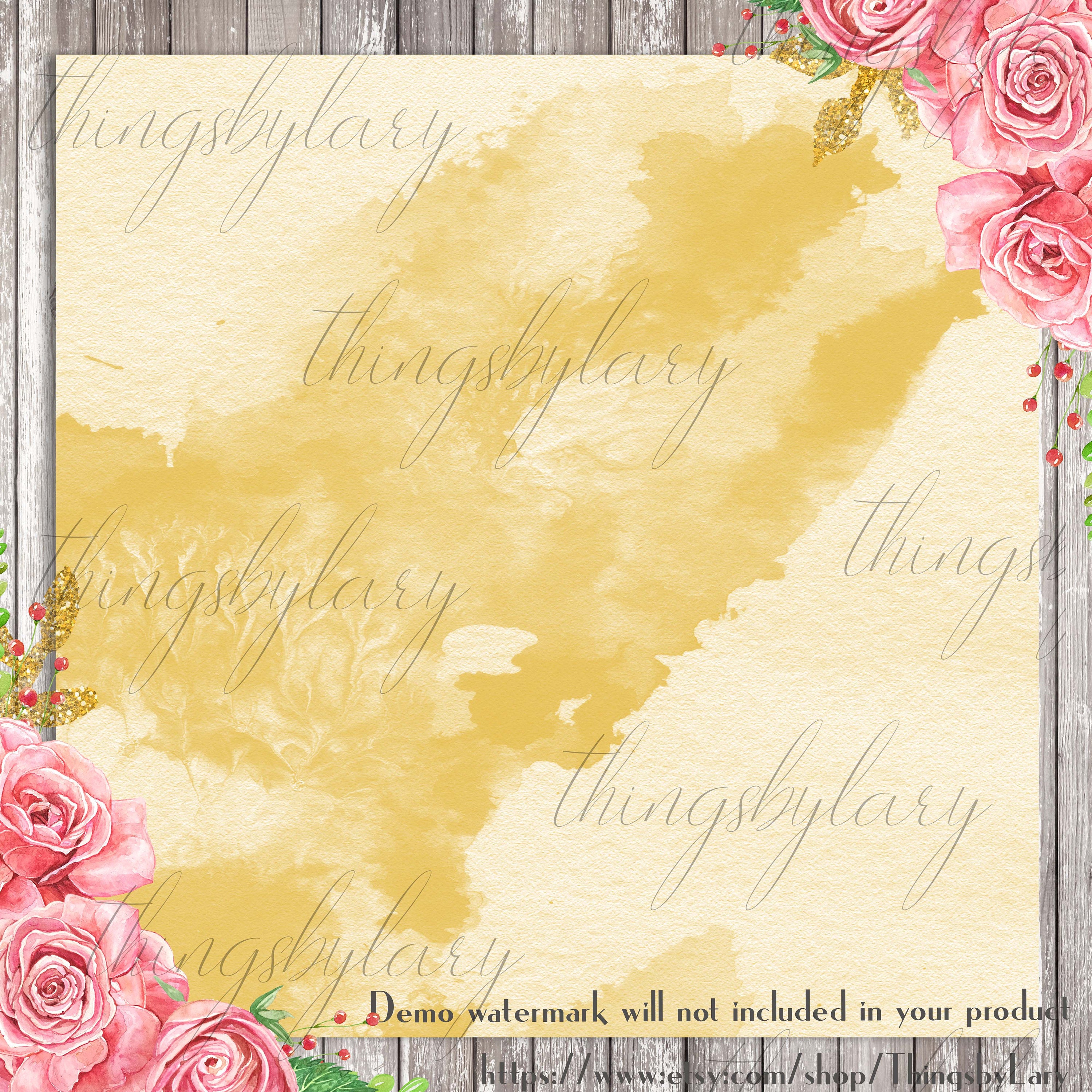 30 Ombre Gold Watercolor Digital Papers 12x12in 300 Dpi Instant Download Commercial Use Scrapbook Luxury Gold Paint Brush Stroke Shabby Chic