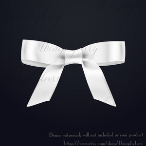 56 White Satin Bows and Ribbons Digital Images 300 Dpi PNG Transparent Instant Download Commercial Use Bridal Shower Wedding Card Making