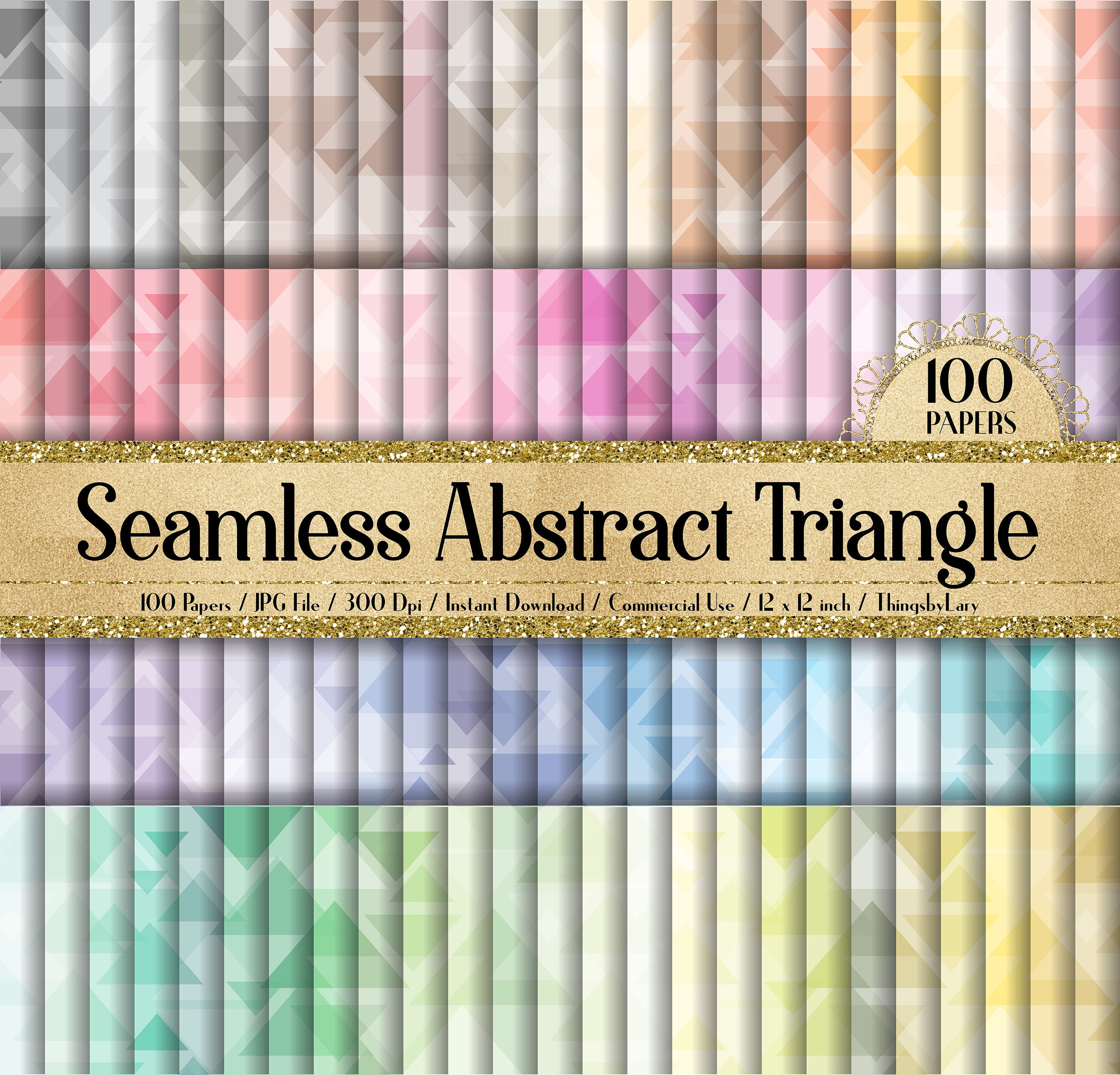 100 Seamless Abstract Triangle Geometric Digital Papers 12x12&quot; 300 Dpi Planner Paper Scrapbook Paper Colorful Abstract Geometric Shape Gift