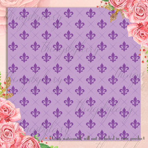 100 Seamless Fleur De Lis Royal Lily Pattern Digital Papers 12x12&quot; 300Dpi Commercial Use Instant Download Shabby Chic Luxury Wedding Card