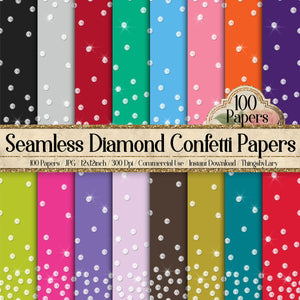 100 Seamless Realistic Falling Diamond Confetti Digital Papers 12x12&quot; 300 Dpi Planner Paper Scrapbook Printable Journal Paper Card Wedding