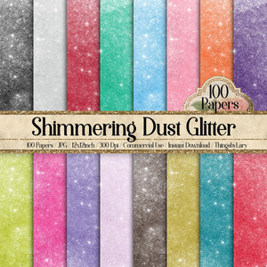 100 Shimmering Dust Glitter Texture Digital Papers 12x12&quot; 300 Dpi Commercial Use Planner Paper Scrapbook Magic Fantasy Fairy Tale Bling