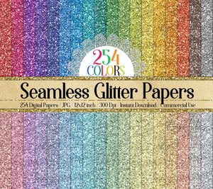 254 Seamless Glitter Digital Papers 12x12&quot; 300 Dpi Instant Download Commercial Use Rainbow Glitter Realistic Sparkle Card Making Tinsel Gold