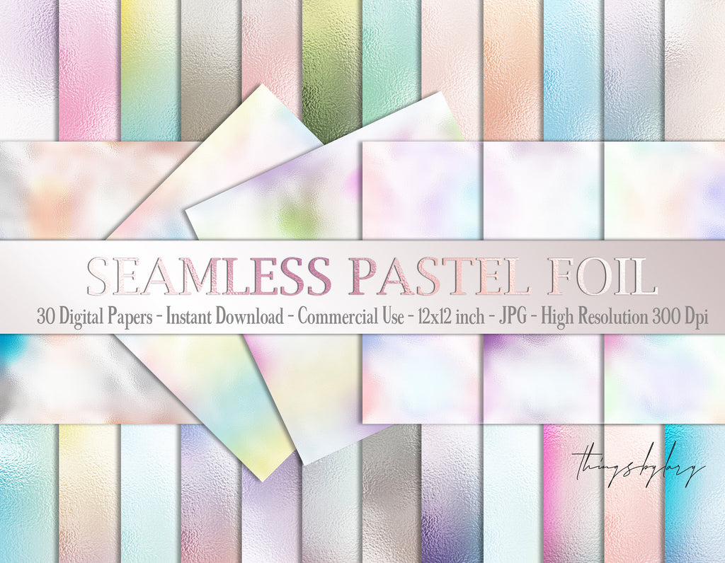 30 Seamless Ombre Pastel Metallic Foil Texture Digital Papers 12x12&quot; 300 Dpi Instant Download Colorful Baby Shower Pixies Mermaid Unicorn