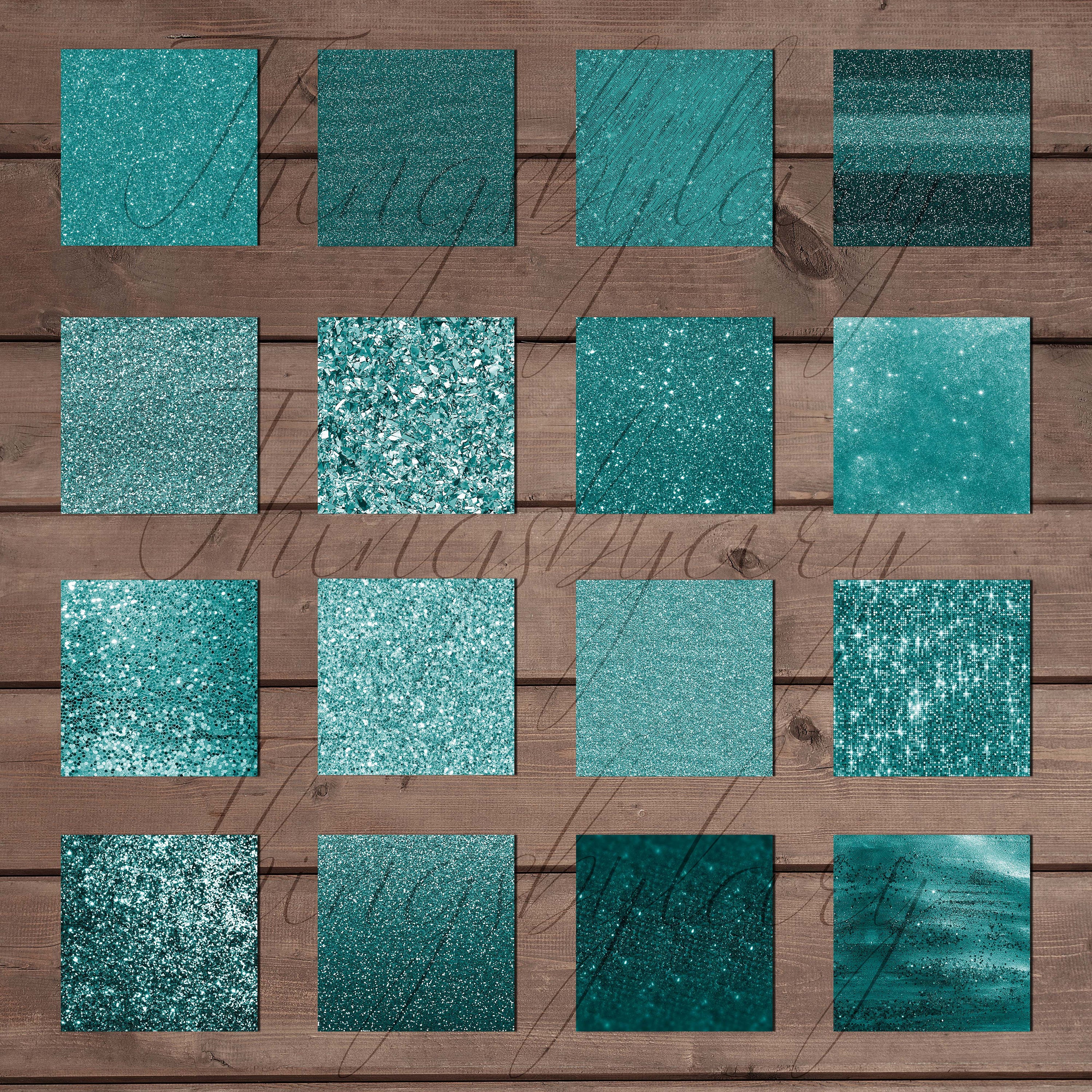 42 Teal Glitter Sequin Digital Papers 12x12&quot; 300 Dpi Planner Paper Commercial Use Instant Download Scrapbook Digital Glitter Sequin Tinsel