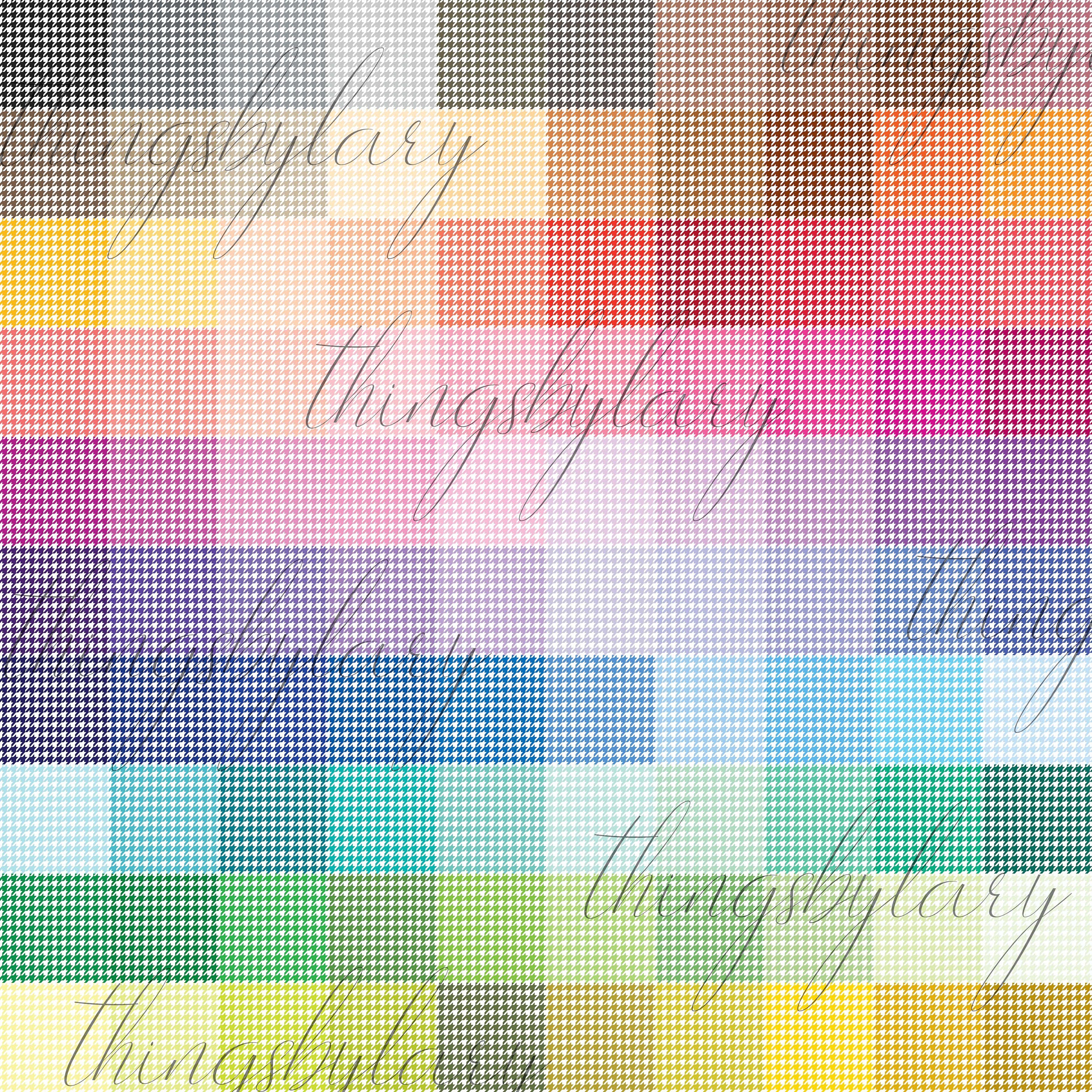 100 Seamless Color Houndstooth Digital Papers 12&quot; 300 Dpi Commercial Use Instant Download Printable Retro Pattern University Back to School