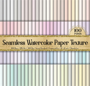 100 Seamless Watercolor Paper Texture Digital Papers 12x12&quot; 300 Dpi Planner Paper Scrapbook Printable Journal Card Making Paint Rough Craft