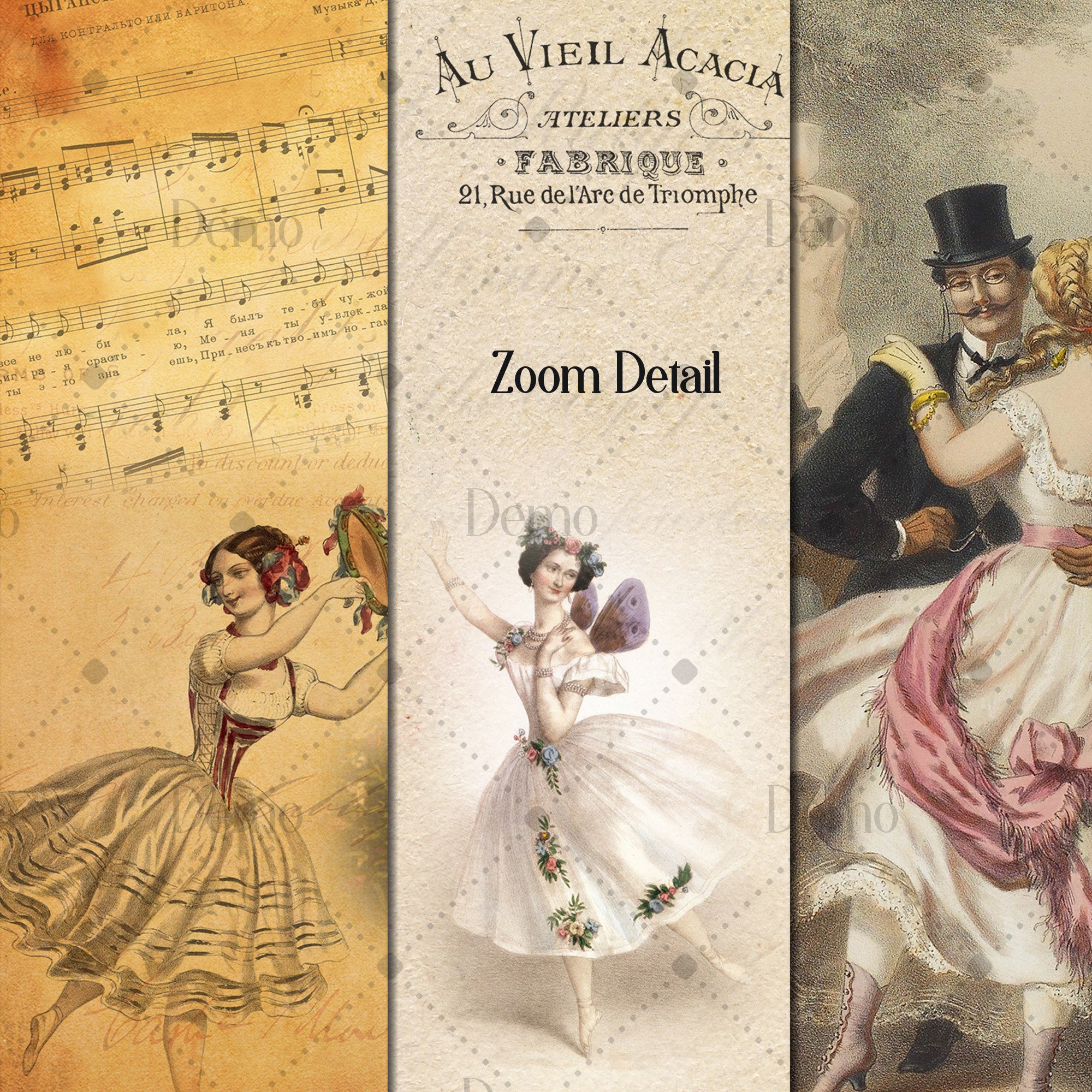 15 Vintage Ballerina Ephemera Bookmarks Printable sheet Digital Images 300 Dpi JPG Instant Download Commercial Use Antique Victorian Dancing