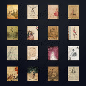 16 Antique Ephemera Dancing Ballet Ballerina Digital Papers 8.5x11&quot; 300 dpi commercial use instant download vintage Printable travel Journal