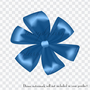 56 Classic Blue Satin Bows and Ribbons Digital Images 300 Dpi PNG Transparent Instant Download Commercial Use Bridal Shower Wedding Kid Girl
