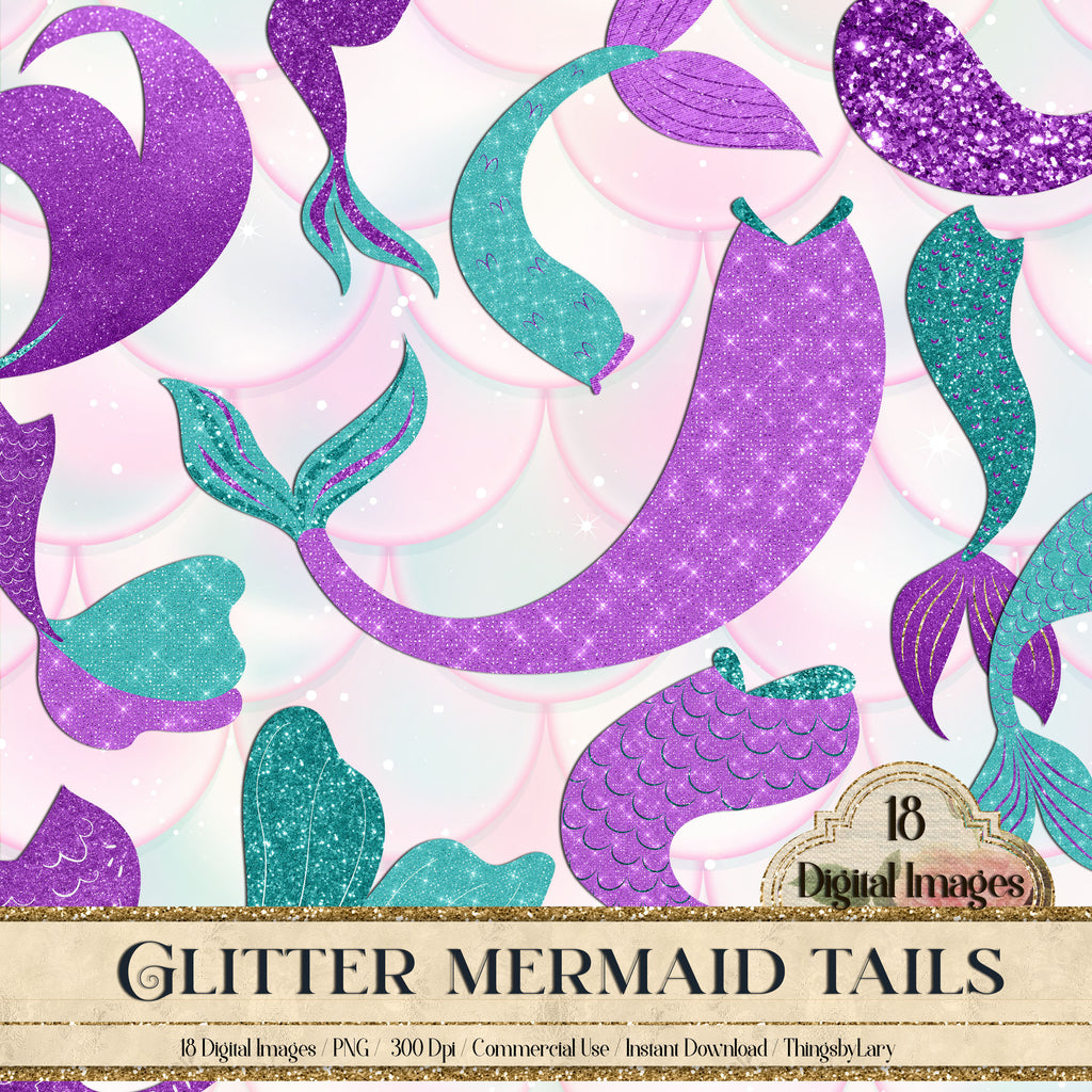 18 Glitter Mermaid Tails Overlay Images 300 Dpi PNG Instant Download Commercial Use Baby Shower Magical Fairy Story Little Mermaid Princess