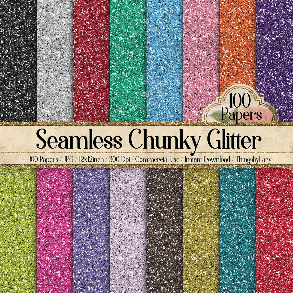 100 Seamless Chunky Glitter Digital Papers 12x12&quot; 300 Dpi Commercial Use Planner Paper Scrapbook Luxury Sequin Shimmer Real Glitter RoseGold