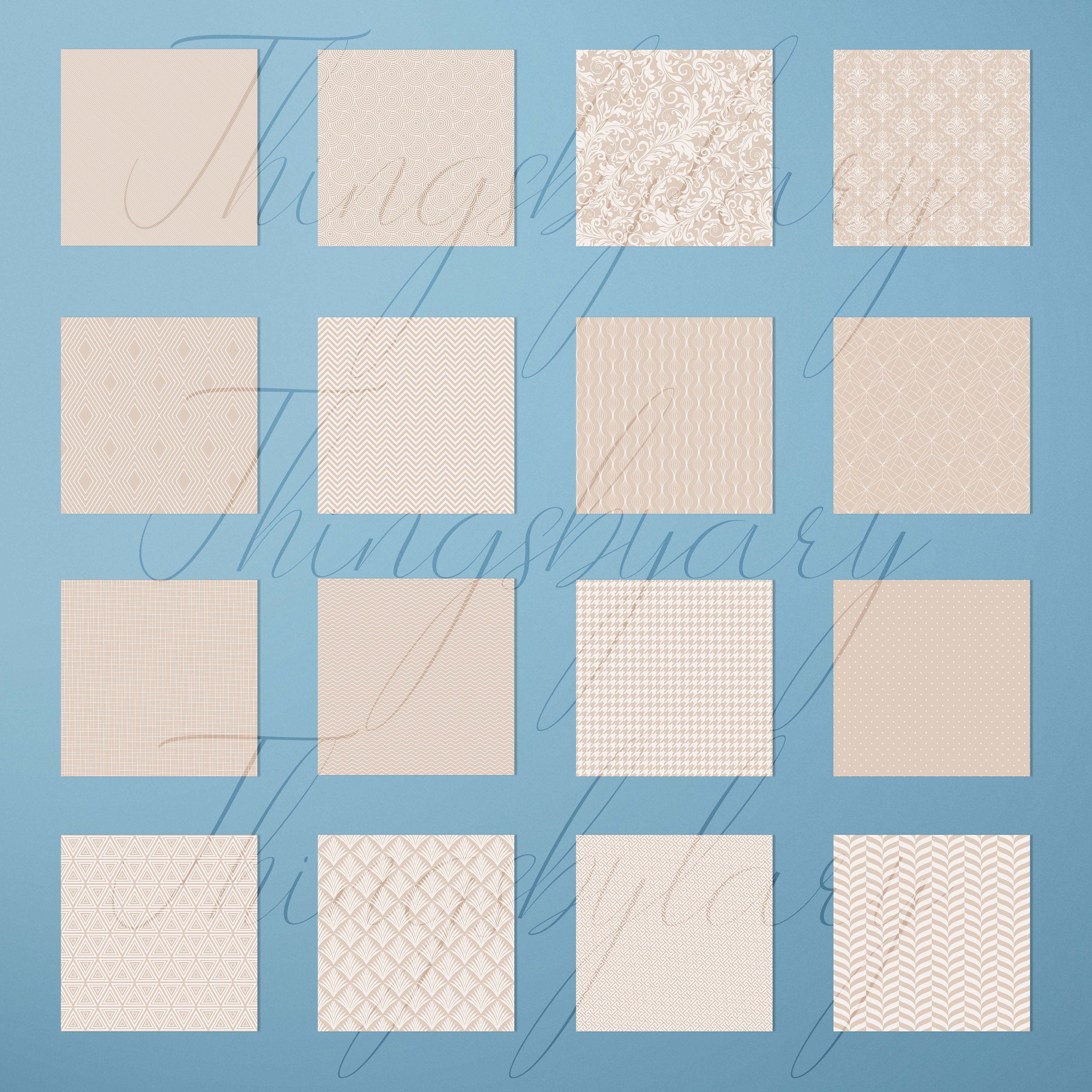 16 Seamless Luxury Beige Neutral Sand Dollar Digital Papers 300 dpi commercial use art deco houndstooth pastel paper herringbone shabby chic