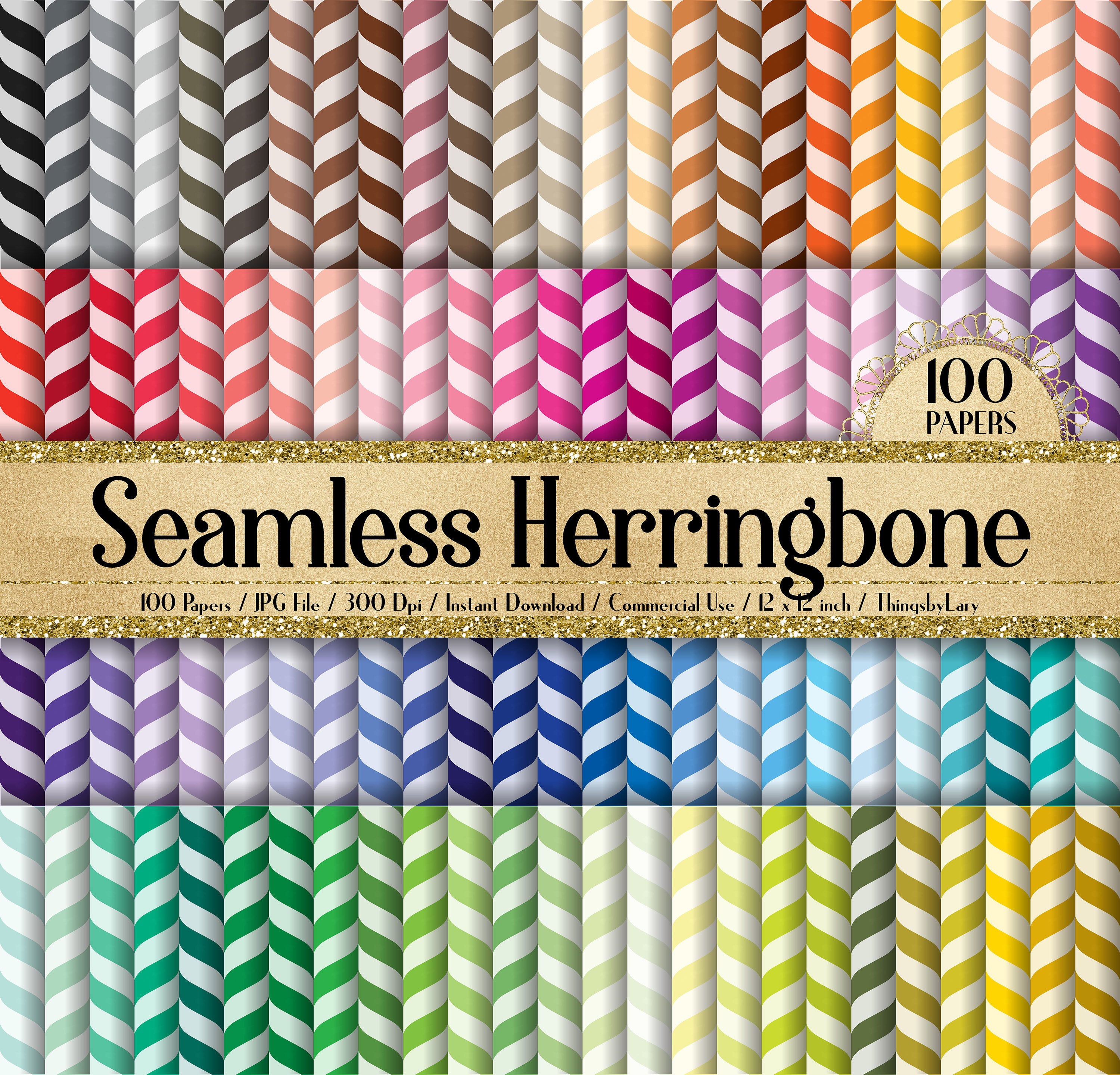 100 Seamless Herringbone Digital Papers 12x12&quot; 300 Dpi Commercial Use Instant Download Printable Chevron Canvas Journal Rainbow Fabric Print