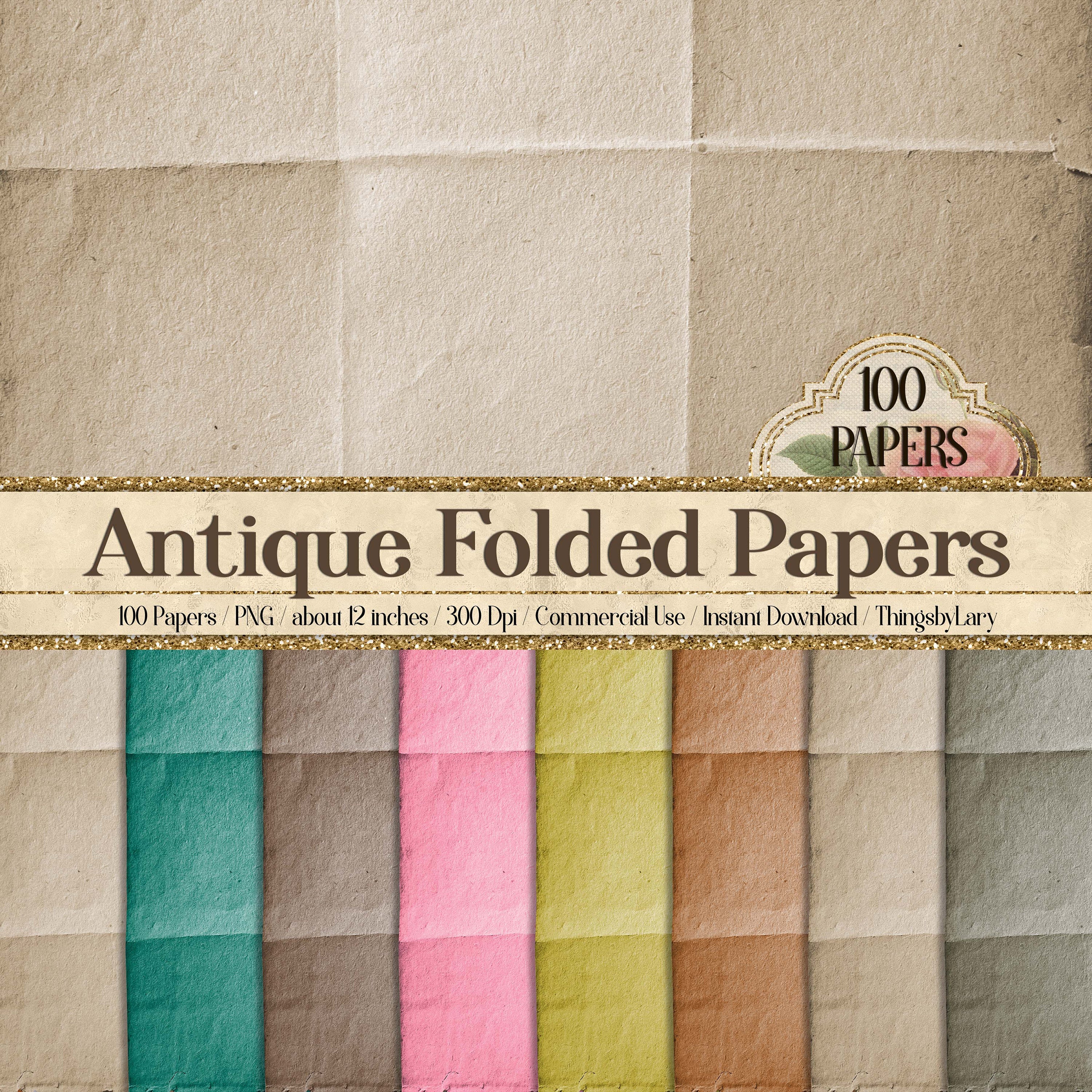 100 Antique Folded Digital Papers Instant Download Commercial Use 300 Dpi papyrus old paper decoupage crumpled wrinkled Parchment distressed