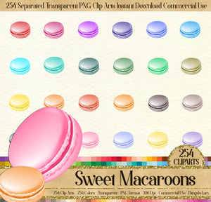 254 Sweet Macaroons Digital Images PNG Transparent Instant Download Commercial Use French Cookies Kid Birthday Party Baby Shower Wedding