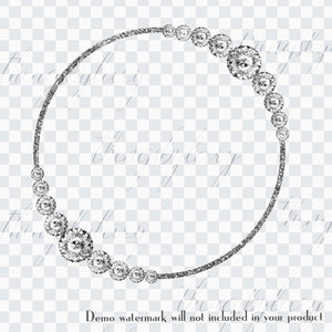 100 Diamond & Glitter Circle Frames Clip arts Pearl Frames Digital Clip arts digital frame Planner Circle Frame Commercial Use Printable