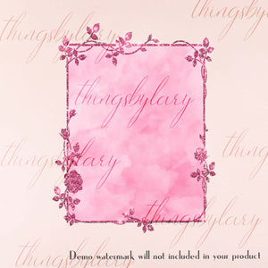 254 Glitter & Watercolor Floral Frames 8.5x11 Clip arts PNG 300 Dpi Instant Download Commercial Use Wedding Card Invitation Bridal Shower