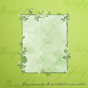 254 Glitter & Watercolor Floral Frames 8.5x11 Clip arts PNG 300 Dpi Instant Download Commercial Use Wedding Card Invitation Bridal Shower