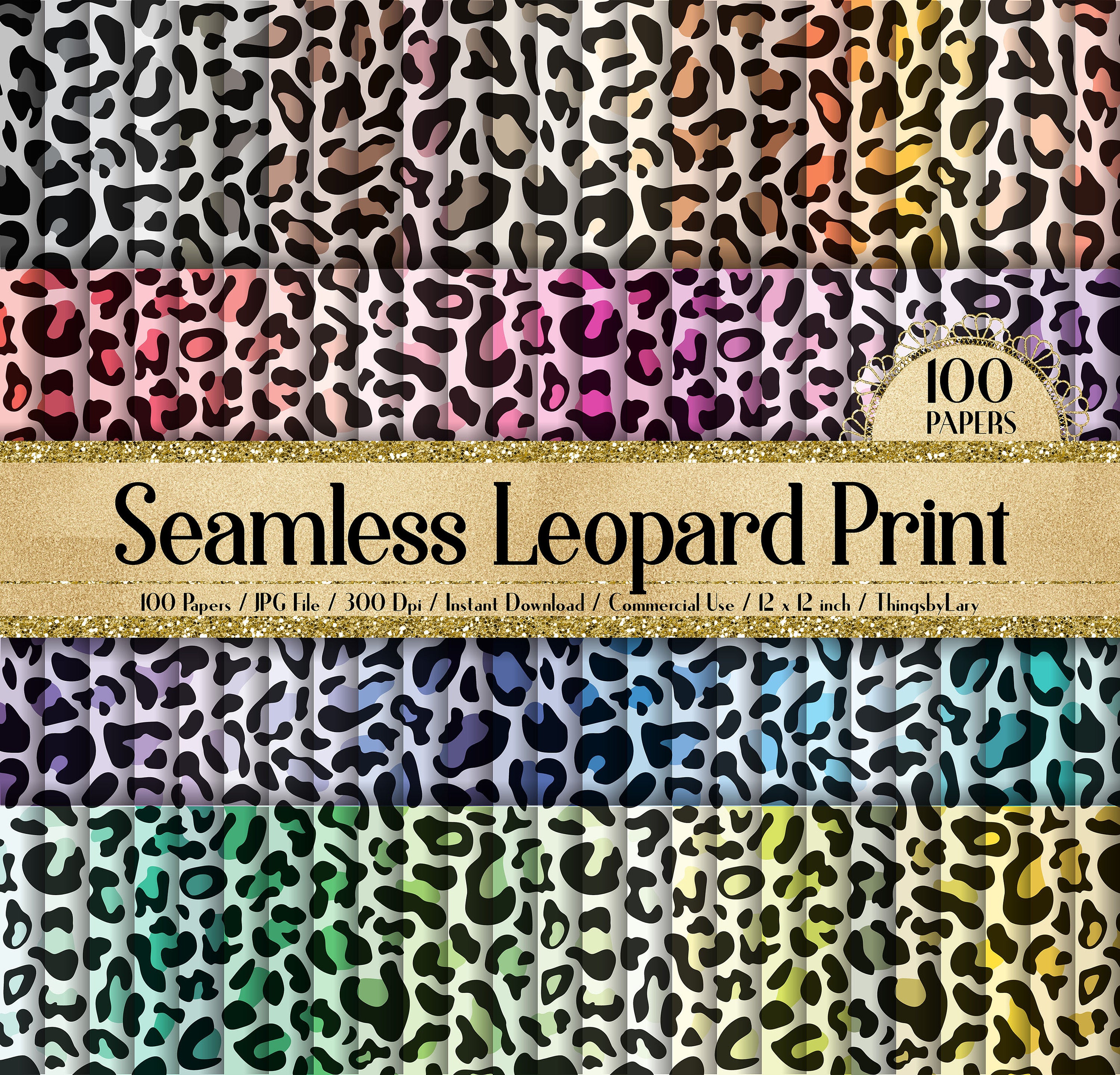 100 Seamless Leopard Print Papers in 12x12&quot; 300 Dpi Planner Paper Scrapbook Paper Leopard Skin Animal Print safari spotting patterns