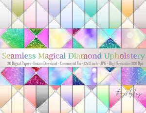 30 Seamless Rainbow Pastel Magical Fairy Tale Upholstery Quilt Tufted Digital Papers 12&quot; 300 Dpi Instant Download Colorful Pixies Whimsical