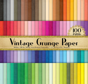 100 Vintage Grunge Texture Papers in 8.5x11&quot; 300 Dpi Planner Paper, Commercial Use, Scrapbook Paper,Rainbow Paper, 100 Vintage Papers