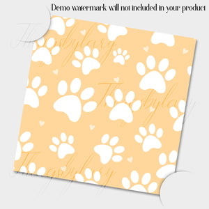 100 Seamless White Paw Print in Color Digital Papers 12x12&quot; 300 Dpi Commercial Use Instant Download Printable Animal Easter Dog Cat Pet Foot